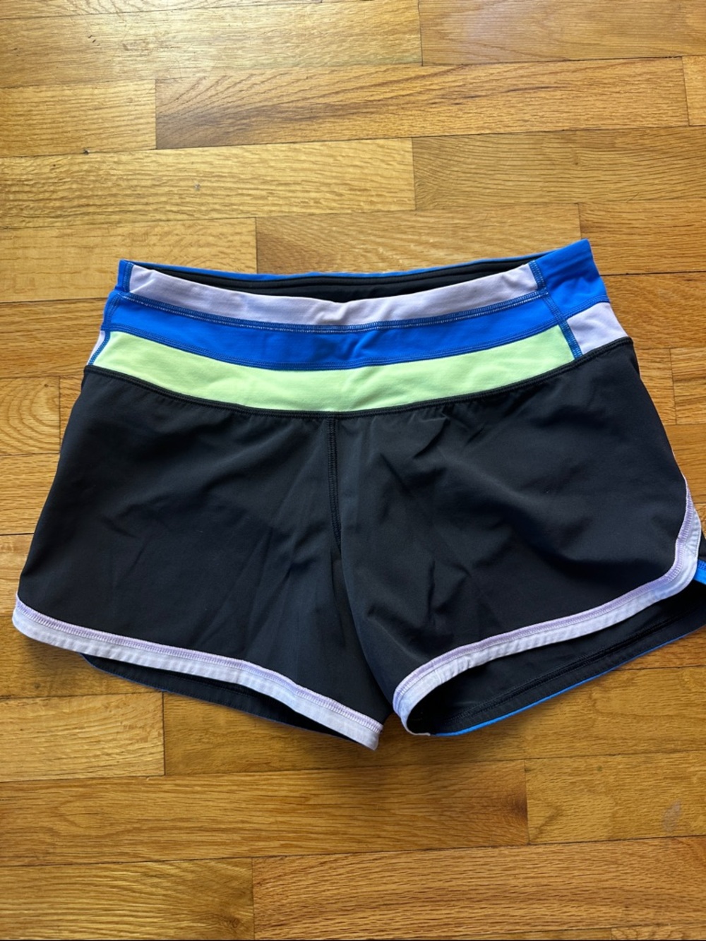 Black Athletic Shorts with Blue & Lime Waistband